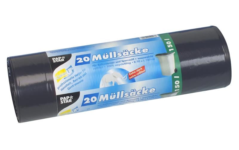 Weita Kehrichtsack – 150 l, LDPE, schwarz, 700 × 1'500 mm, 20 Stk