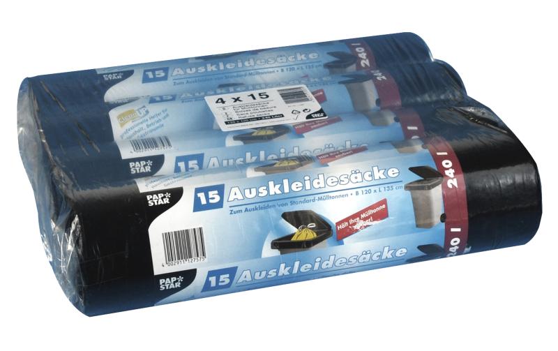 Weita Kehrichtsack – 240 l, PE, schwarz, 1'200 × 1'350 mm, 60 Stk