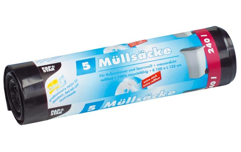 Weita Kehrichtsack – 240 l, LDPE, schwarz, 1'250 × 1'000 mm, 5 Stk