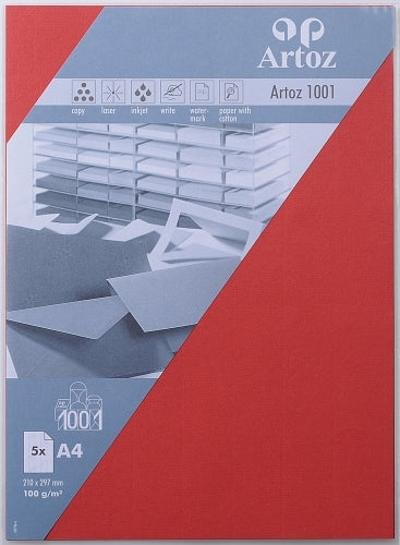 Artoz Zeichenpapier – A4, 100 g/m², rot, 5 Blatt – FSC