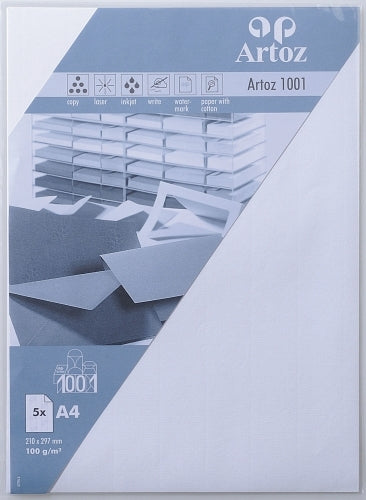 Artoz Schreib- / Motivpapier – A4 – 100 g/m² – weiss – für Laser – Packung mit 5 Blättern