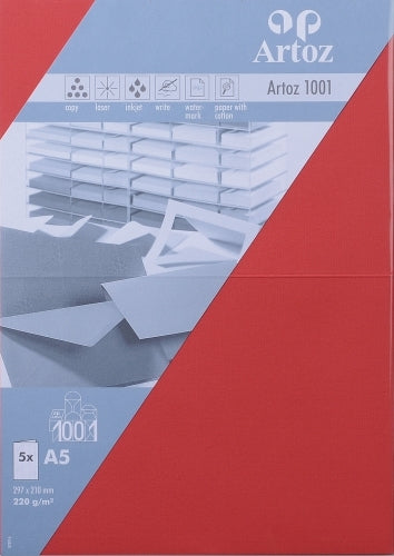 Artoz Klappkarten-Set – A5, Karton 220 g/m², Rot – 5 Stk