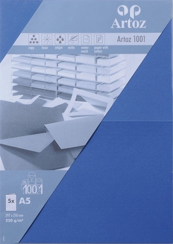 Artoz Grusskarten – A5, Papier 220 g/m², Blau – 5 Stk