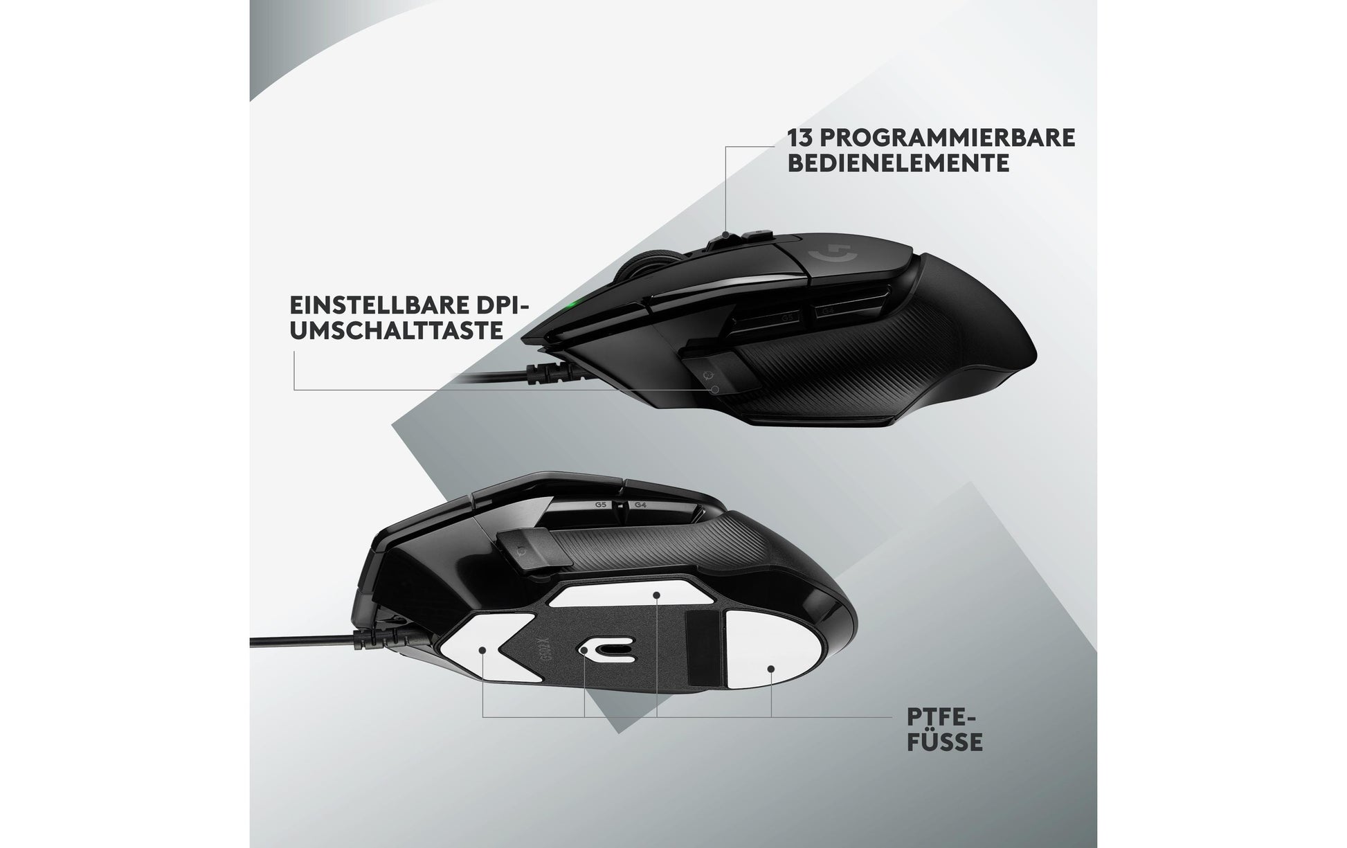 Logitech G G502 X – Gaming-Maus – Kabelgebunden (USB‑A), 25600 DPI, rechts, Schwarz