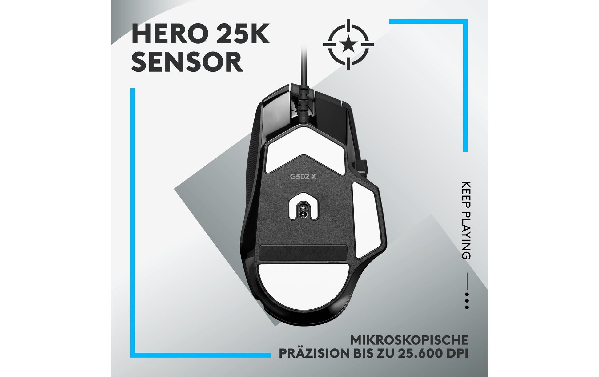 Logitech G G502 X – Gaming-Maus – Kabelgebunden (USB‑A), 25600 DPI, rechts, Schwarz