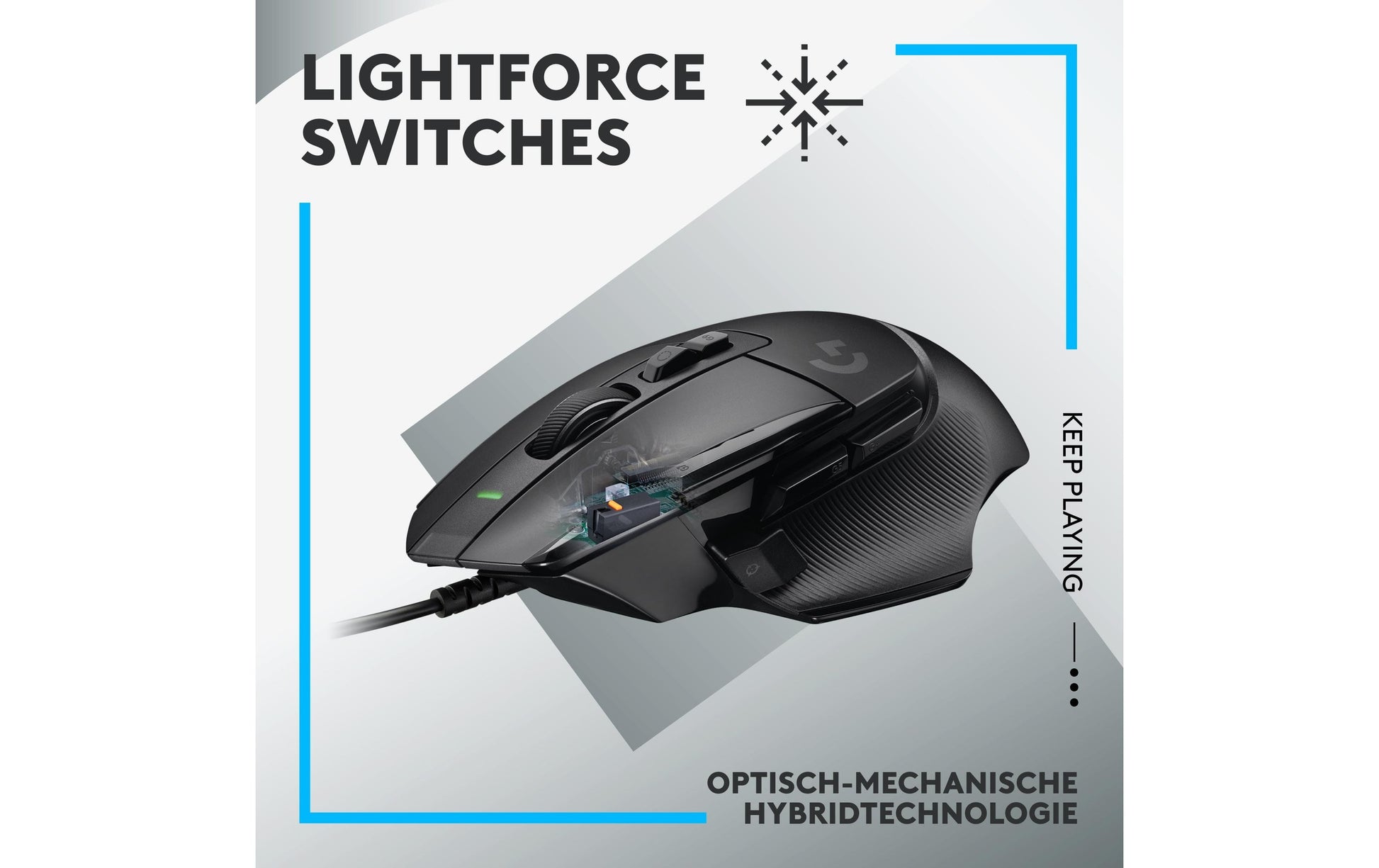Logitech G G502 X – Gaming-Maus – Kabelgebunden (USB‑A), 25600 DPI, rechts, Schwarz