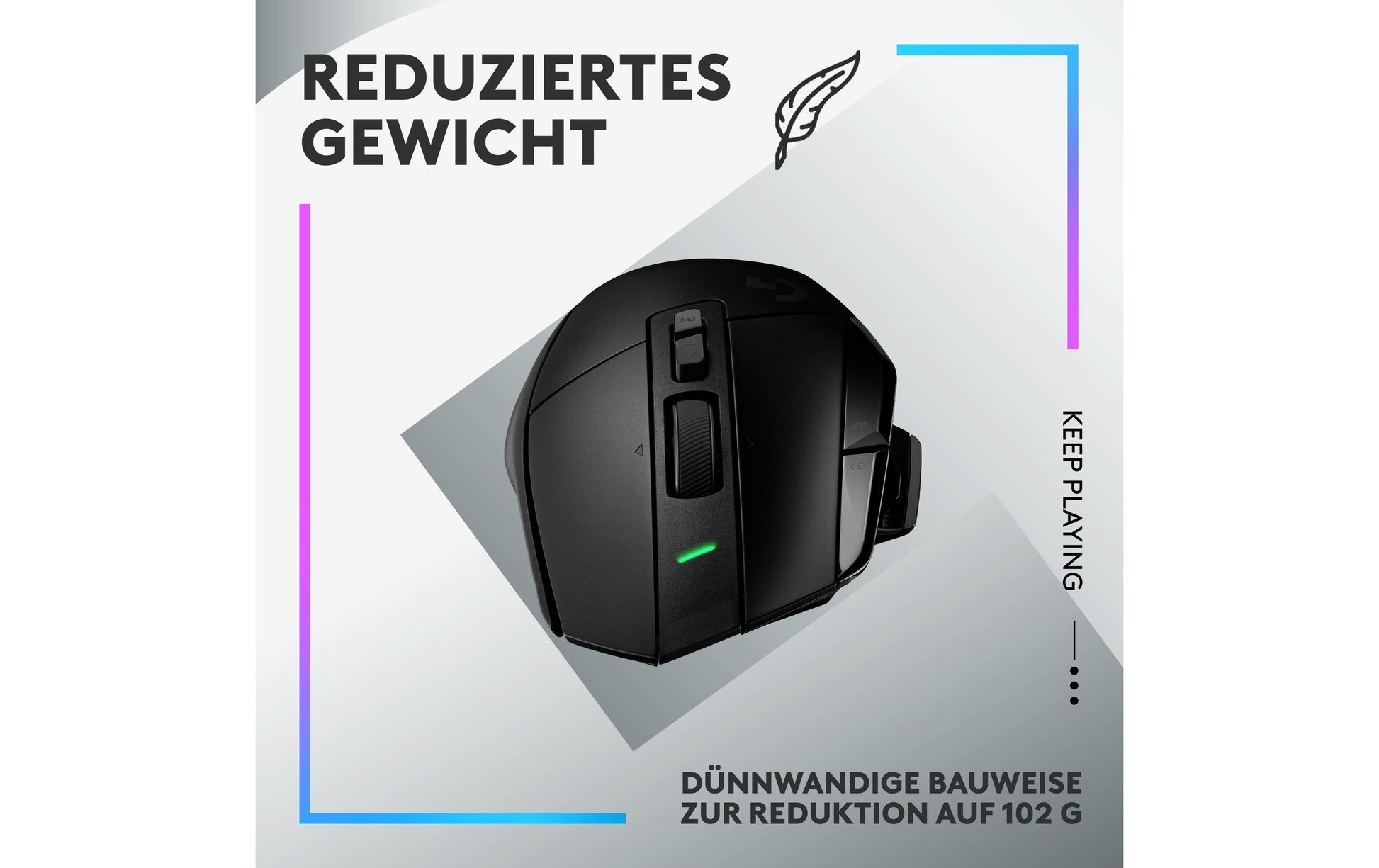Logitech G G502 X LIGHTSPEED – Gaming-Maus – Kabellos (2,4 GHz), 25600 DPI, Rechts, Schwarz