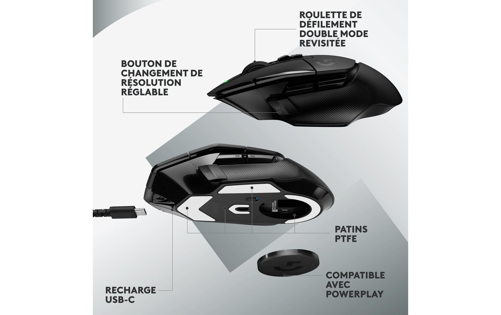 Logitech G G502 X LIGHTSPEED – Gaming-Maus – Kabellos (2,4 GHz), 25600 DPI, Rechts, Schwarz