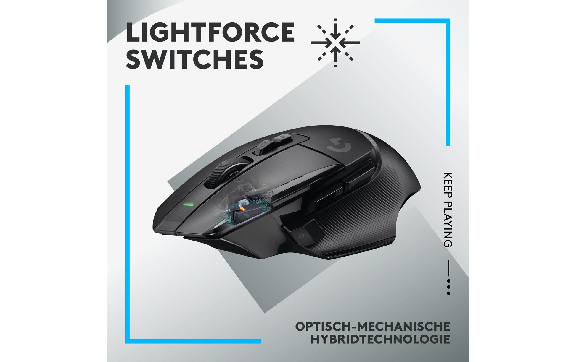 Logitech G G502 X LIGHTSPEED – Gaming-Maus – Kabellos (2,4 GHz), 25600 DPI, Rechts, Schwarz