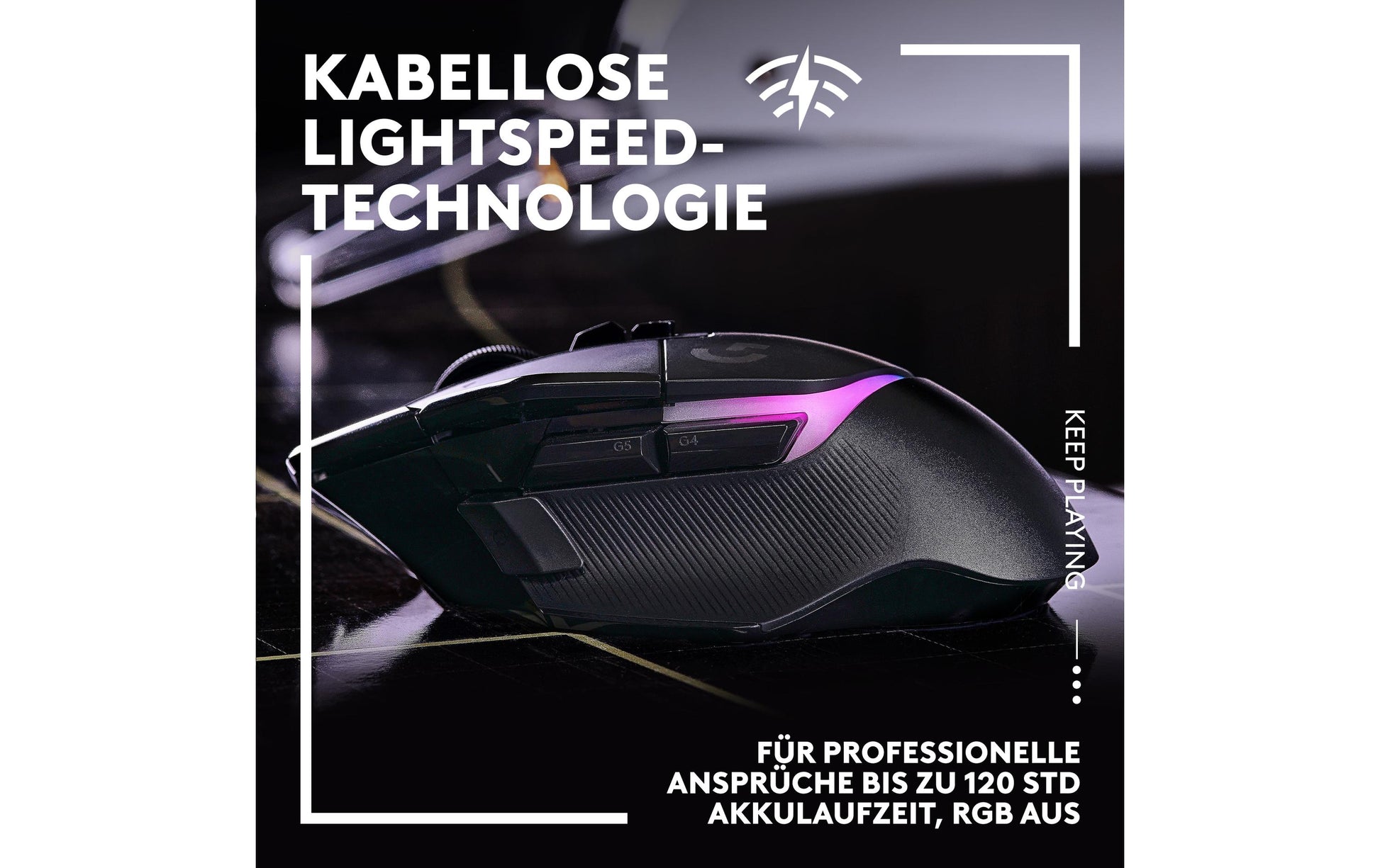 Logitech G G502 X PLUS – Gaming-Maus – Kabellos (2,4 GHz), 25600 DPI, RGB-Beleuchtung, rechts, Schwarz