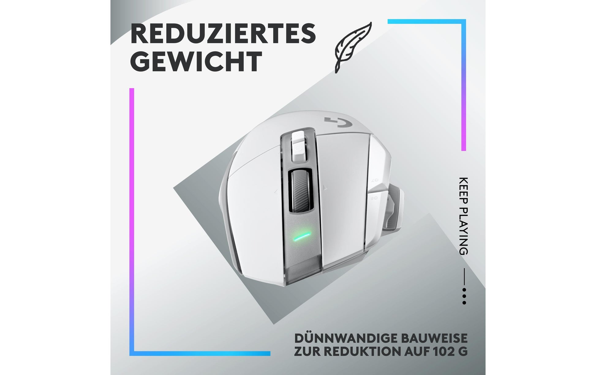 Logitech G G502 X LIGHTSPEED – Gaming-Maus – Kabellos (2,4 GHz), 25600 DPI, Rechts, Weiss