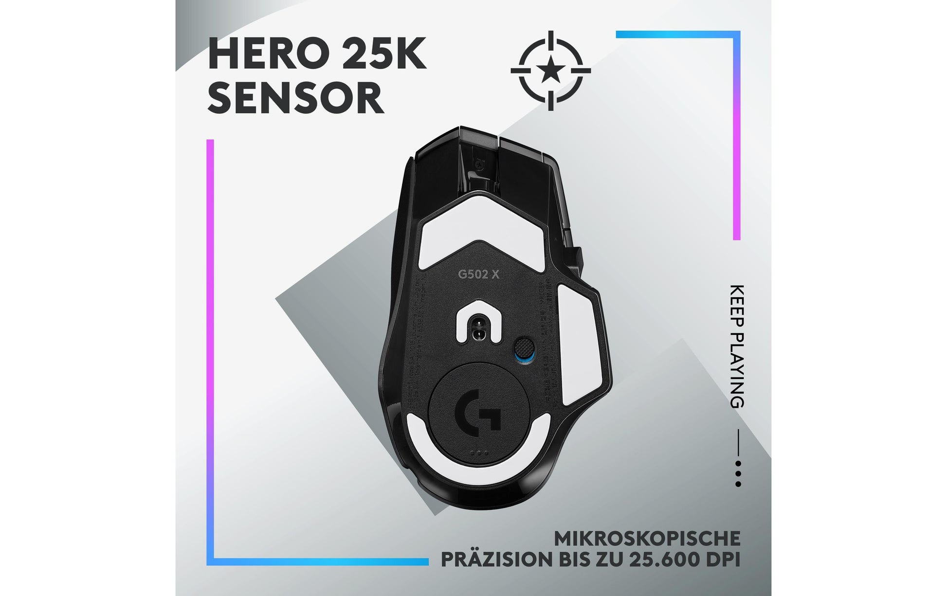 Logitech G G502 X PLUS – Gaming-Maus – Kabellos (2,4 GHz), 25600 DPI, RGB-Beleuchtung, rechts, Schwarz