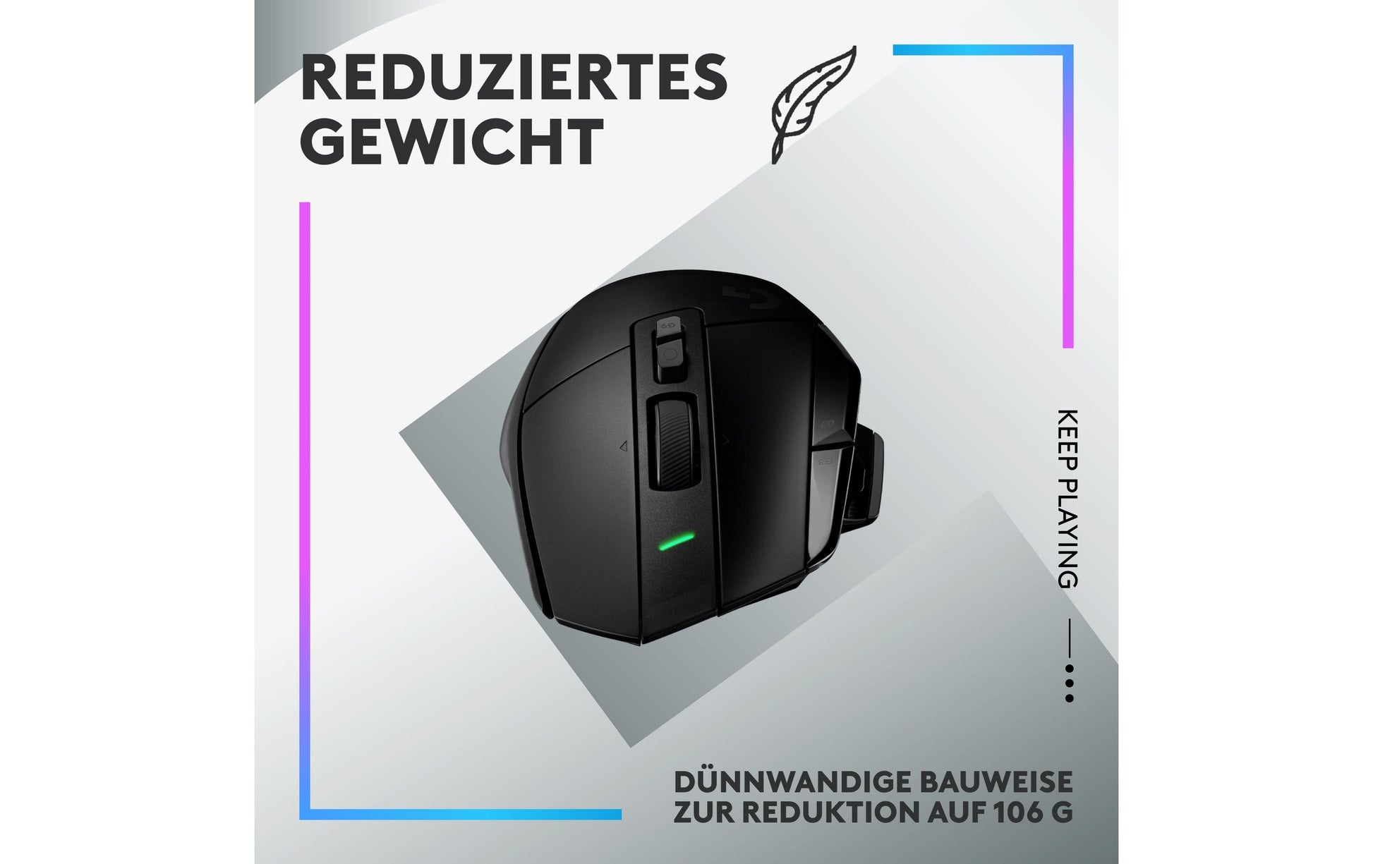 Logitech G G502 X PLUS – Gaming-Maus – Kabellos (2,4 GHz), 25600 DPI, RGB-Beleuchtung, rechts, Schwarz
