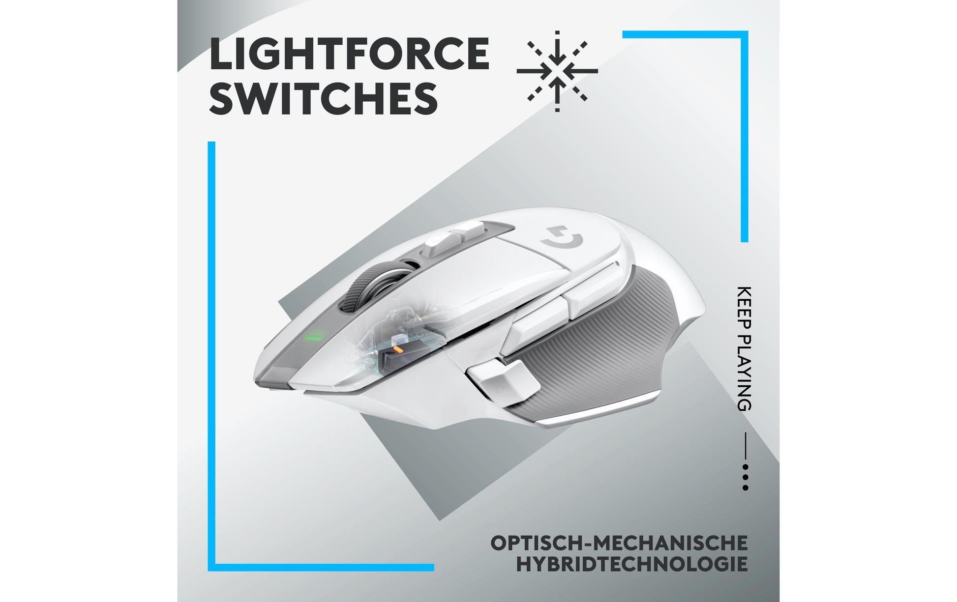 Logitech G G502 X LIGHTSPEED – Gaming-Maus – Kabellos (2,4 GHz), 25600 DPI, Rechts, Weiss