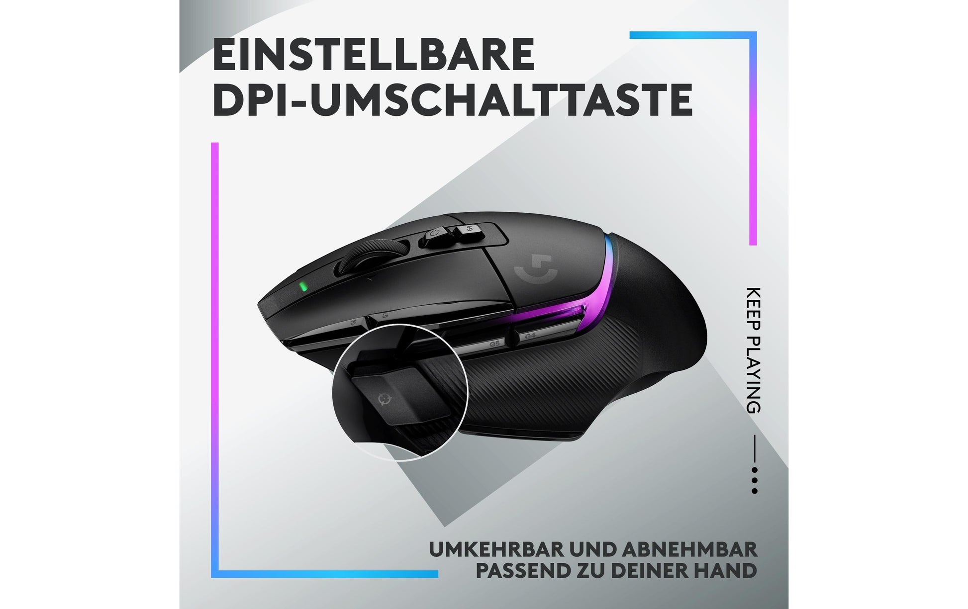 Logitech G G502 X PLUS – Gaming-Maus – Kabellos (2,4 GHz), 25600 DPI, RGB-Beleuchtung, rechts, Schwarz