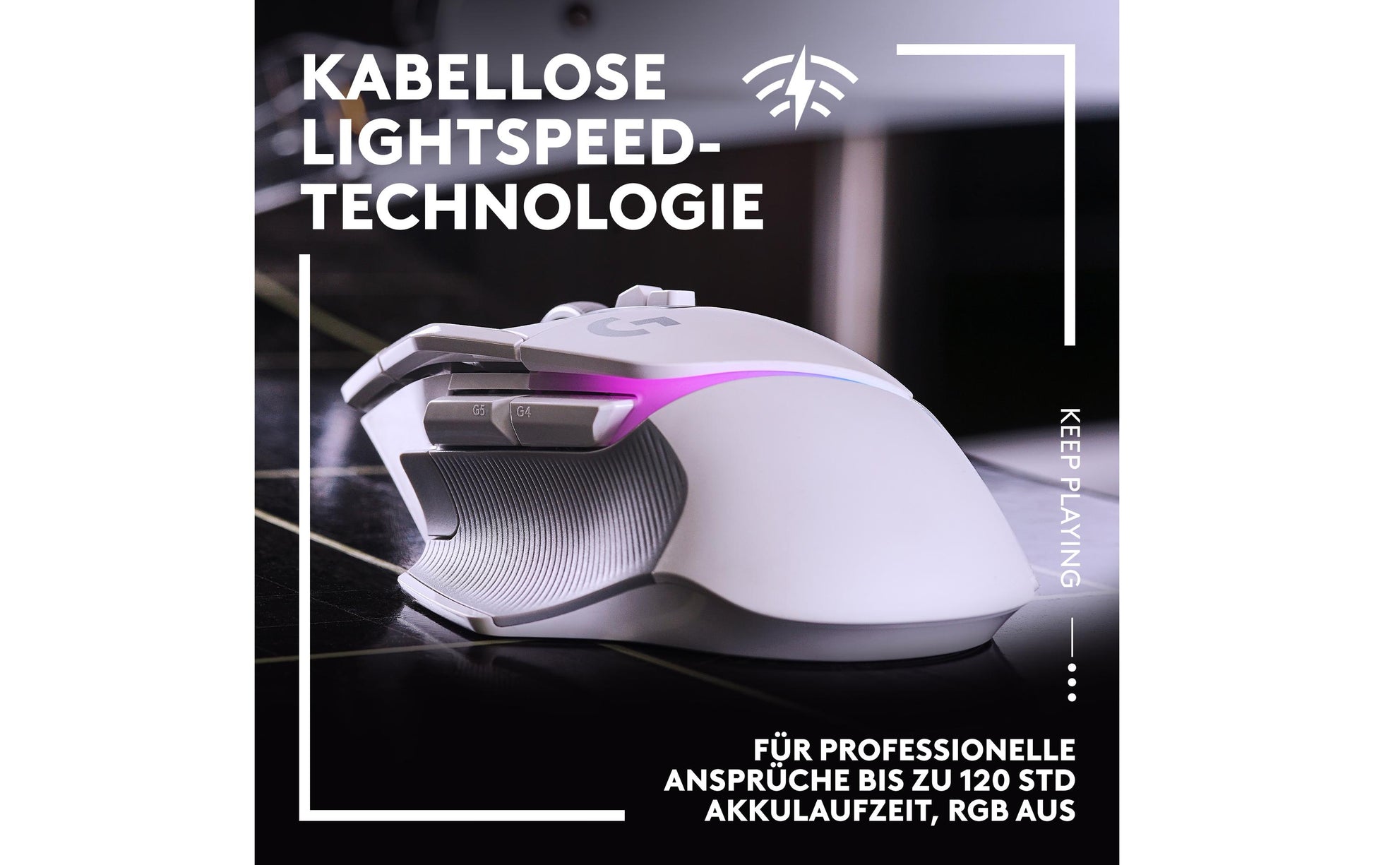 Logitech G G502 X PLUS – Gaming-Maus – Kabellos (2,4 GHz), 25600 DPI, RGB-Beleuchtung, rechts, Weiss