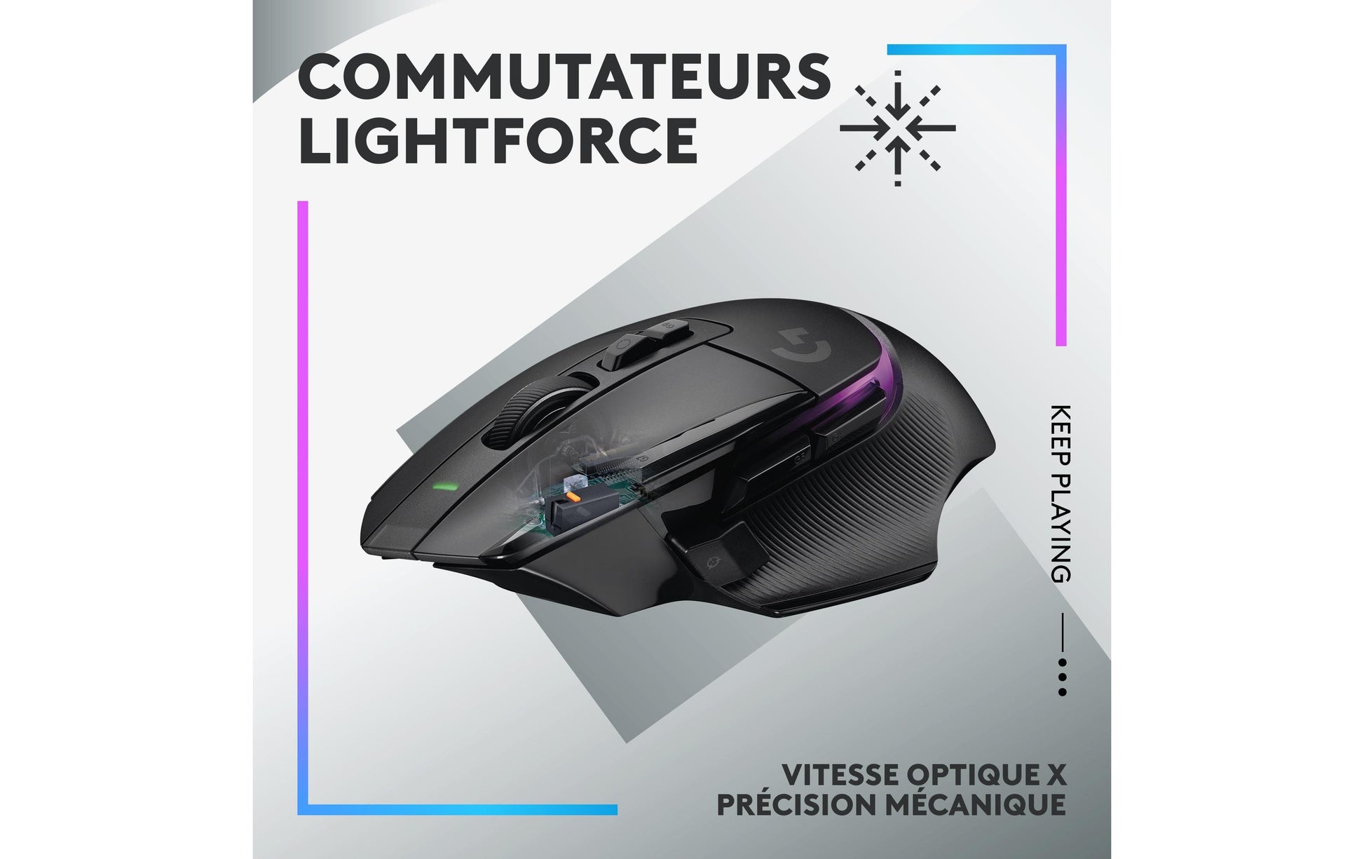 Logitech G G502 X PLUS – Gaming-Maus – Kabellos (2,4 GHz), 25600 DPI, RGB-Beleuchtung, rechts, Schwarz