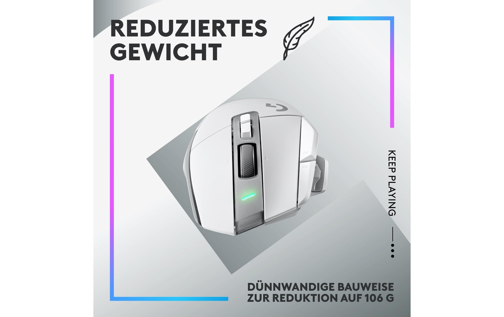 Logitech G G502 X PLUS – Gaming-Maus – Kabellos (2,4 GHz), 25600 DPI, RGB-Beleuchtung, rechts, Weiss