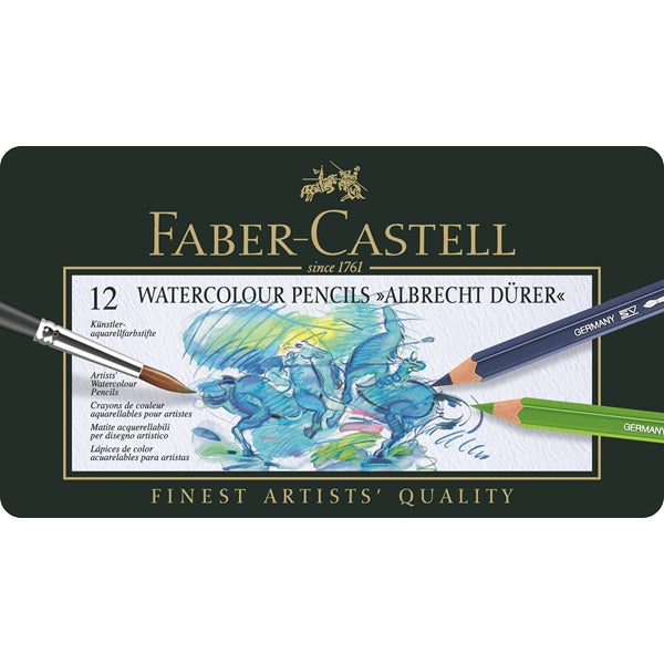 Faber-Castell Aquarellbuntstift Albrecht Dürer Mehrfarbig 12er-Metalletui – bruchsichere Mine, sechskant
