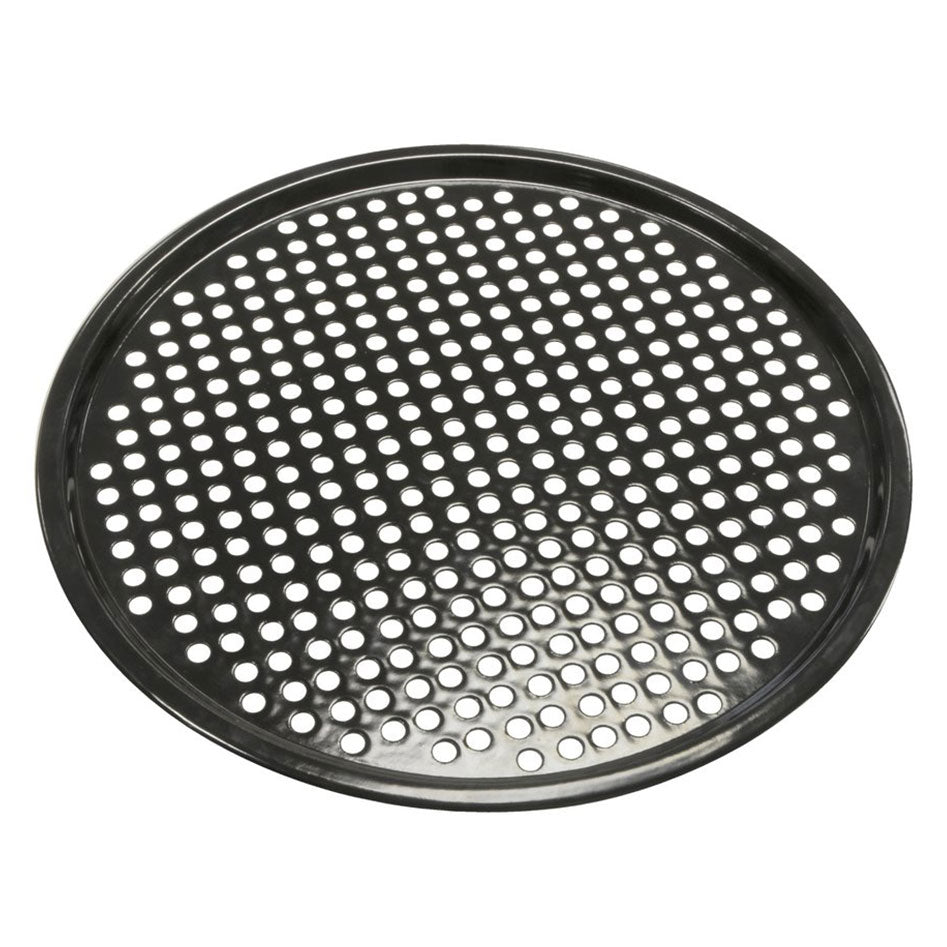 Outdoorchef – Lochblech, Ø 40 × 1 cm, Stahl (emailliert), Schwarz, für Pizza