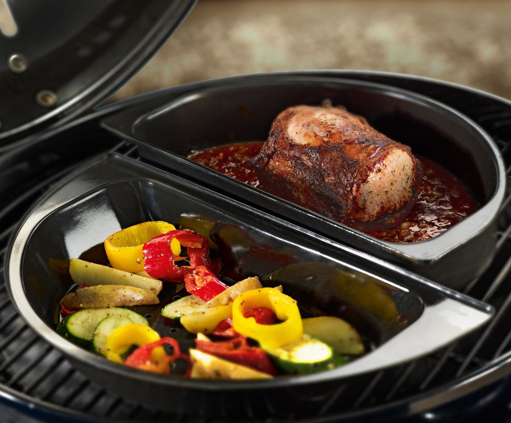 OUTDOORCHEF Fonduepfanne Halbmond – 21×39,5×6,4 cm – Stahl, Emaille, für Outdoorchef, Schwarz