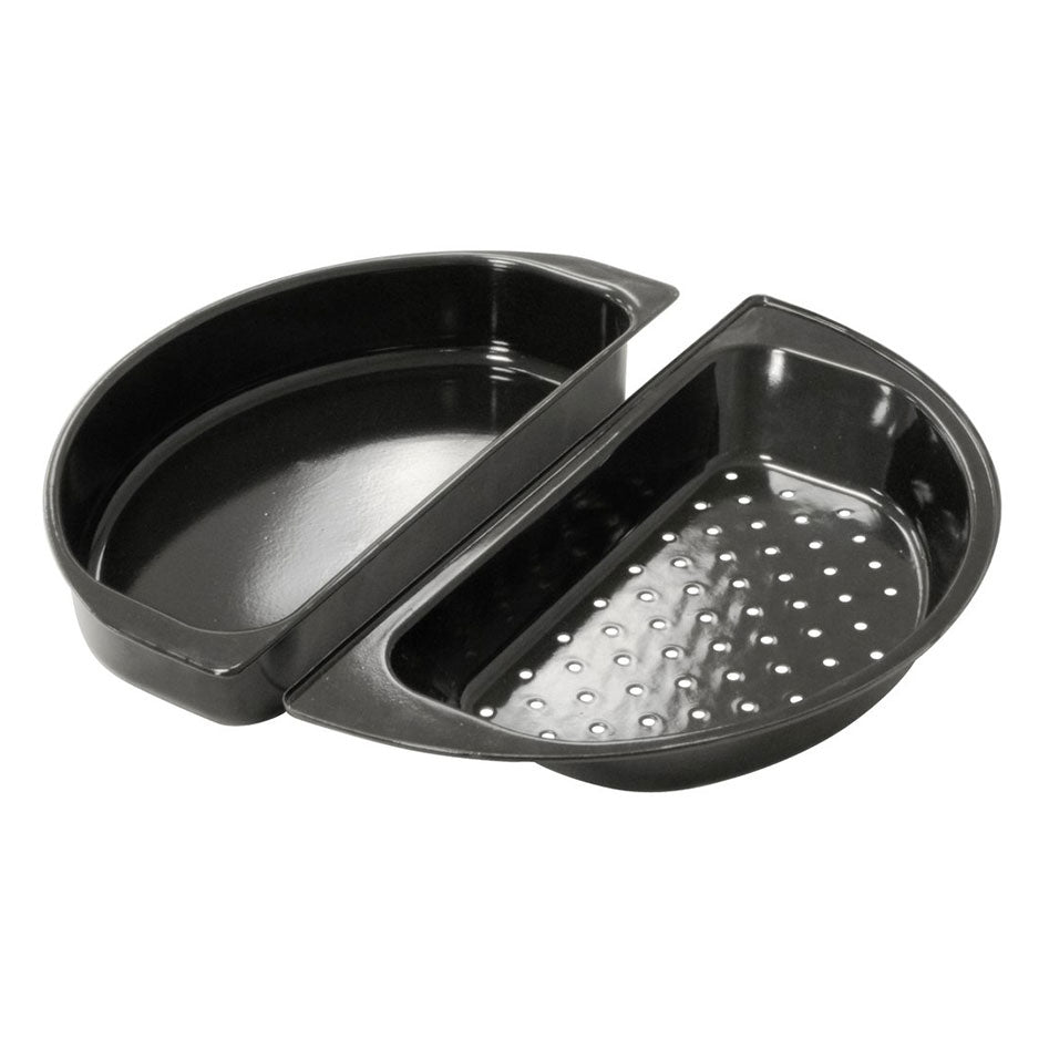 OUTDOORCHEF Fonduepfanne Halbmond – 21×39,5×6,4 cm – Stahl, Emaille, für Outdoorchef, Schwarz