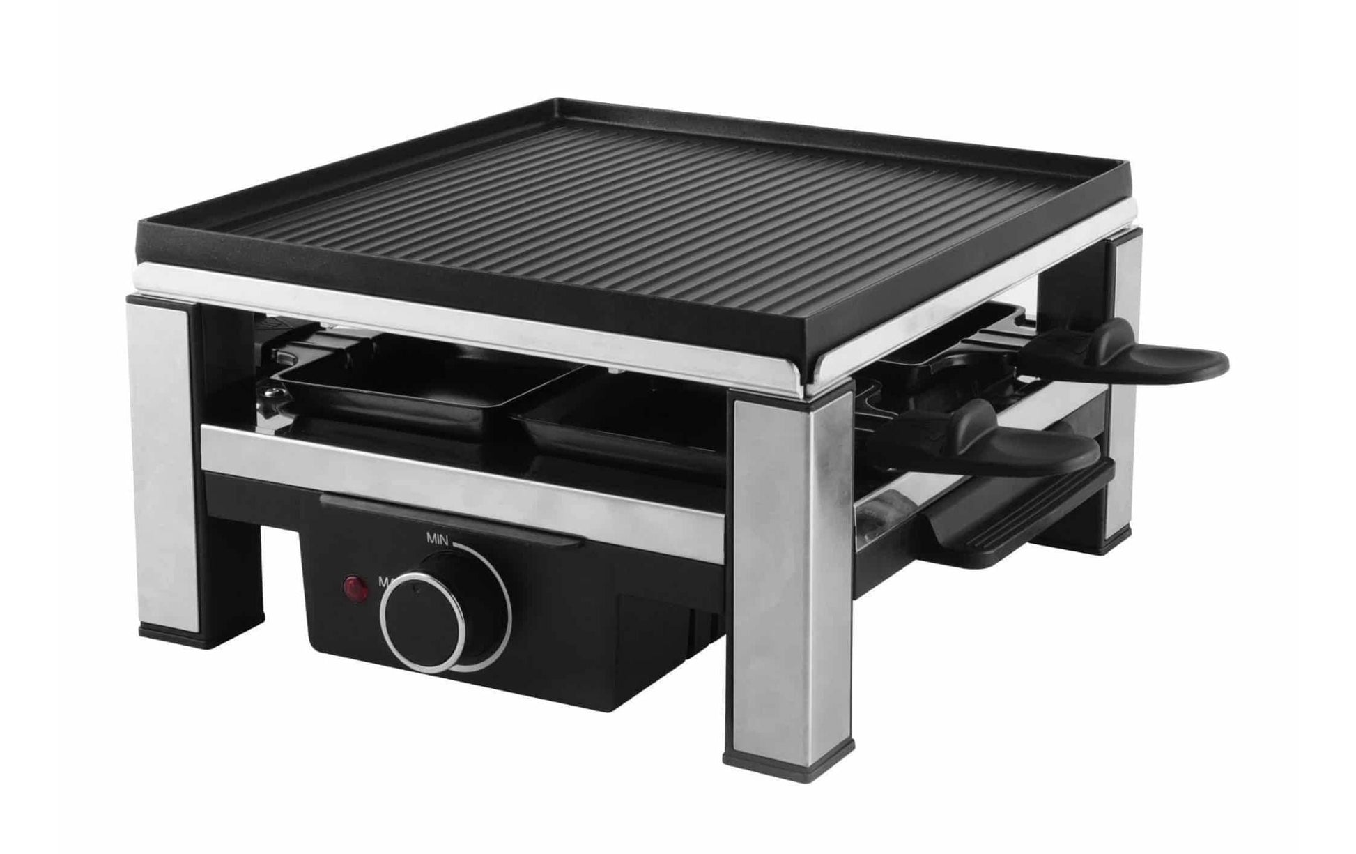 Ohmex Raclette-Grill OHM-RCL-2294 – 4 Personen, 900 W, Aluminium-Druckguss-Grillplatte – Schwarz