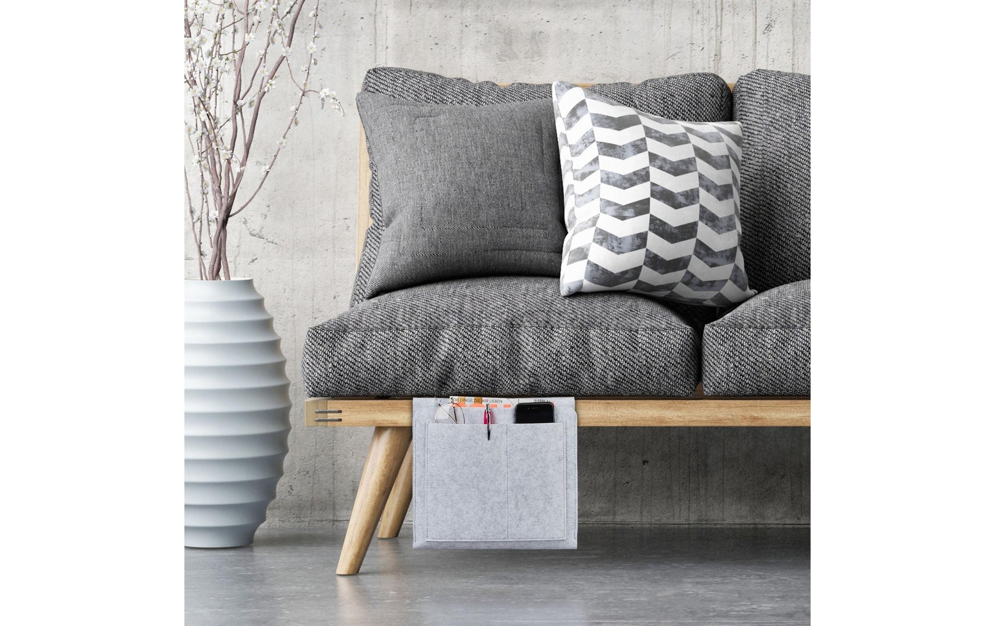 Relaxdays Ablageschale 5 Fächer – Filz – Grau – 280 × 260 × 50 mm