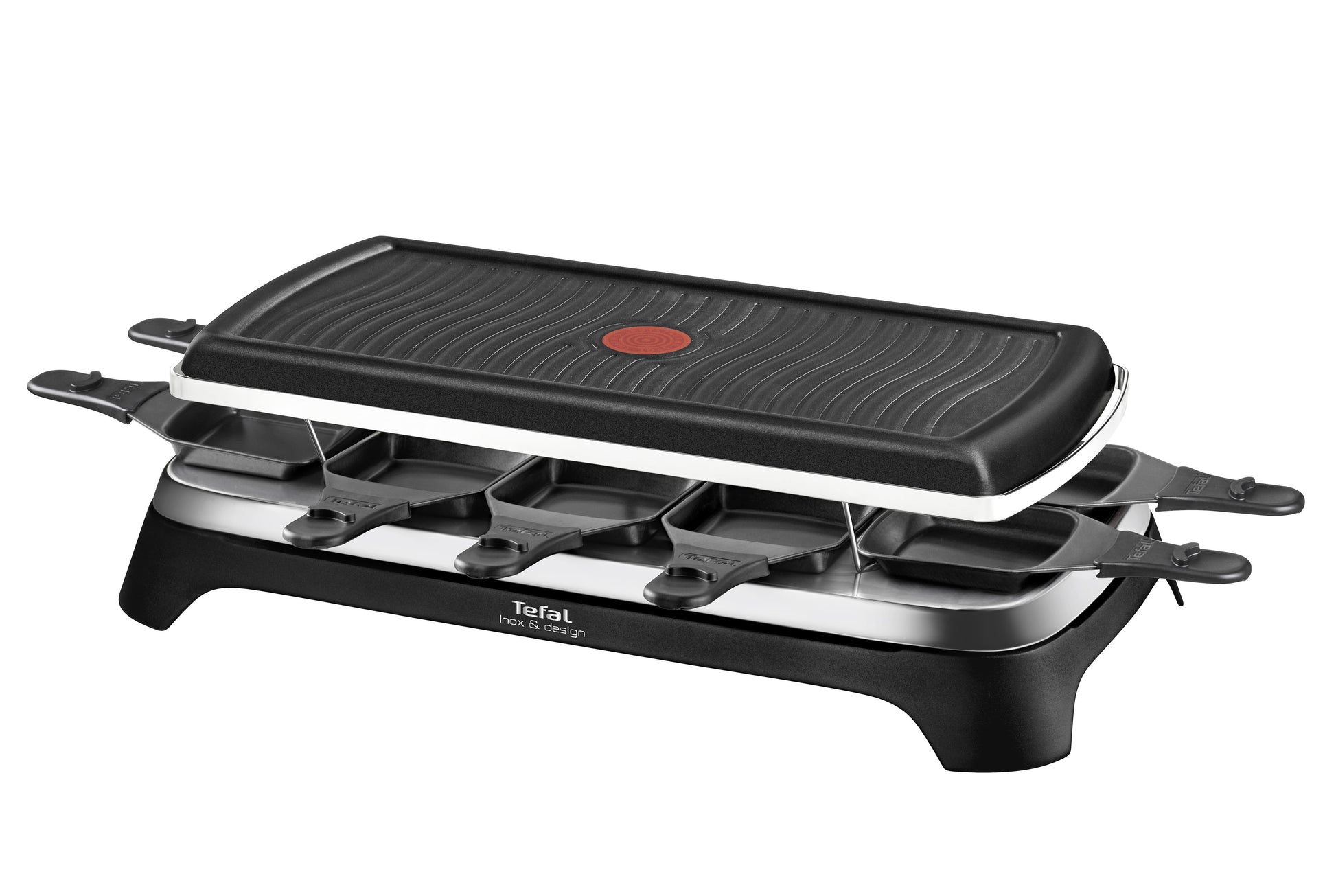 Tefal Raclette-Grill RE4588 – 10 Personen, 1350 W, Aluguss-Grillplatte – Schwarz/Edelstahl