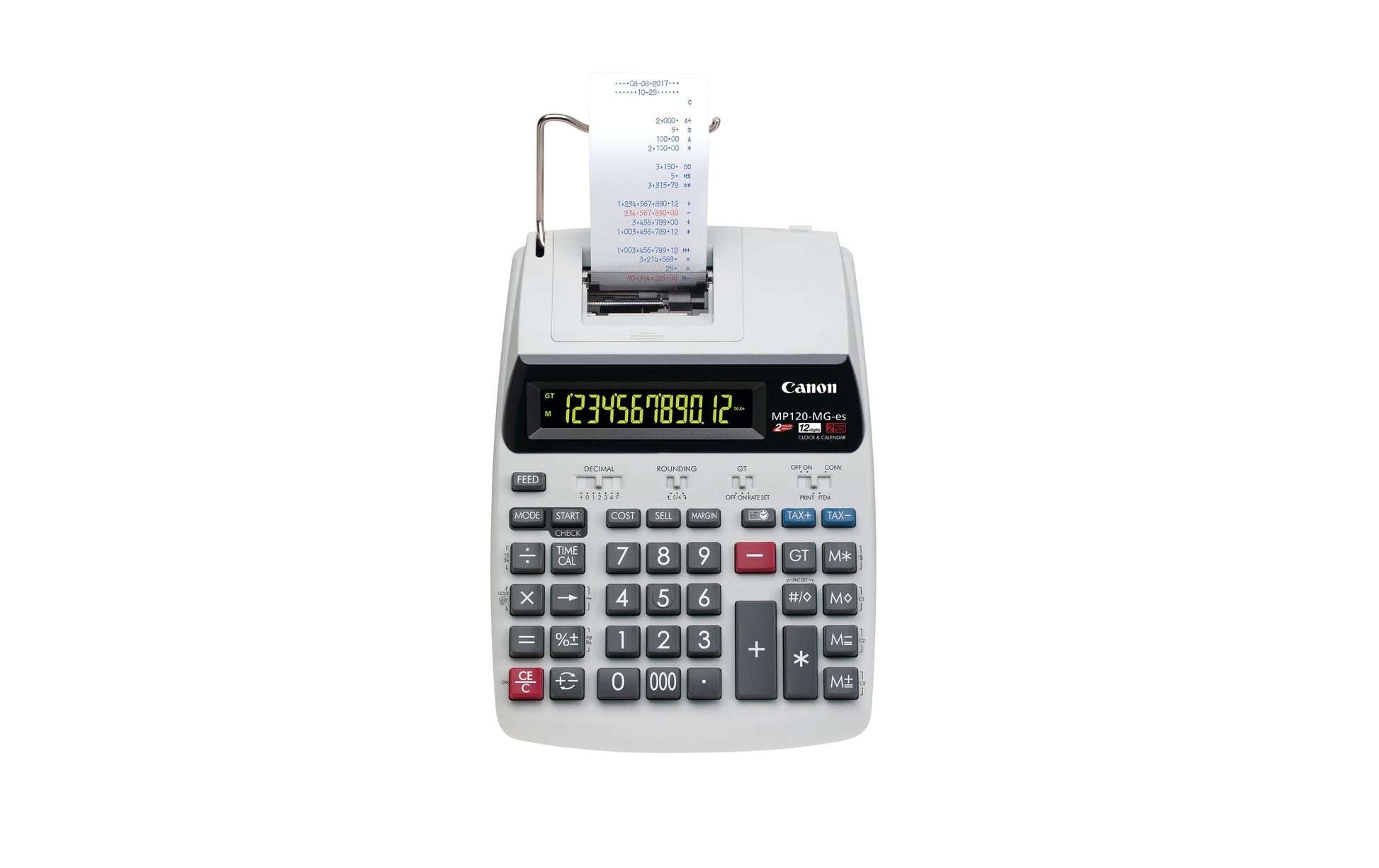 Canon Tischrechner, druckend MP-120MG ES II Recycling – 12-stellig, 2-farbig, 2,7 Zeilen/s, Steuer/Währung