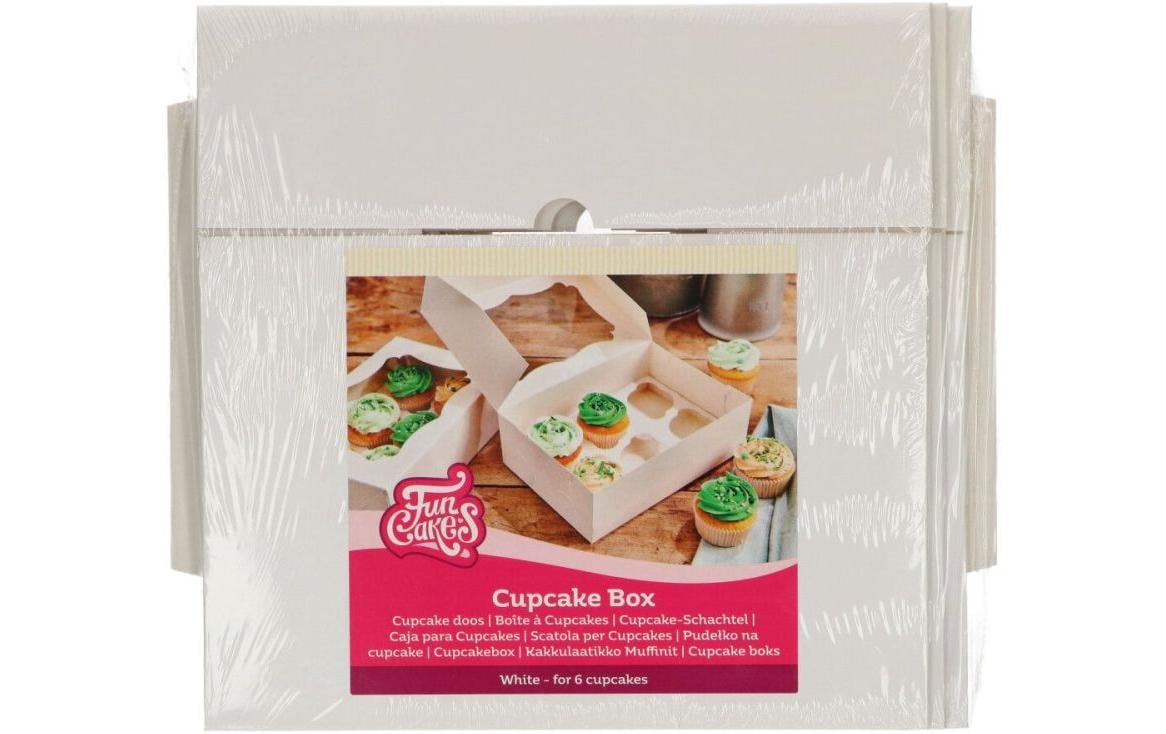 FunCakes Cupcake-Box – für 6 Cupcakes, 165 × 240 × 75 mm, weiss – 3 Stk.
