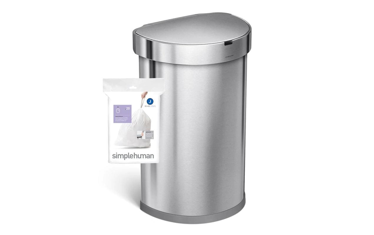 simplehuman Kehrichtsack CW0169 für Abfalleimer – 30 l, mit Zugband, PE, weiss, 20 Stk