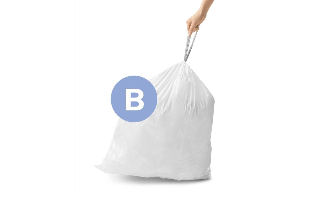 simplehuman Kehrichtsack für Code B – 6 l, mit Zugband, PE, weiss, 30 Stk