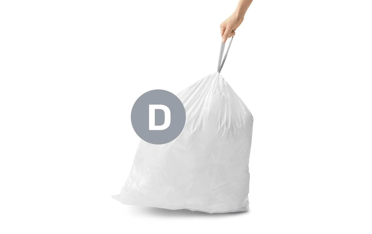 simplehuman Kehrichtsack CW0163 für Code D – 20 l, mit Zugband, PE, weiss, 20 Stk