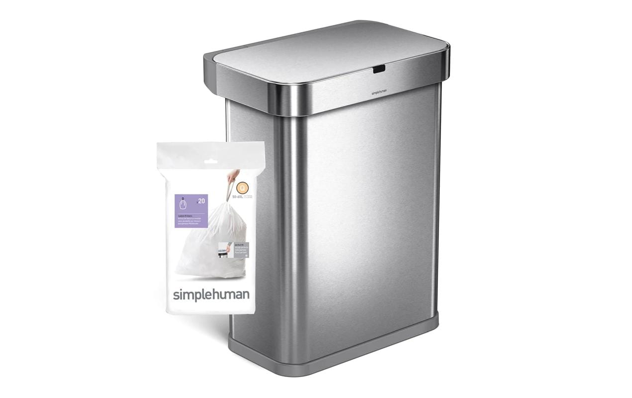 simplehuman Kehrichtsack – für Code Q, 50 l, mit Zugband, PE, weiss, 637 × 828 mm, 20 Stk