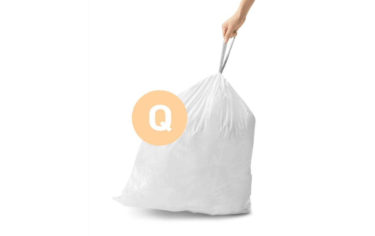 simplehuman Kehrichtsack – für Code Q, 50 l, mit Zugband, PE, weiss, 637 × 828 mm, 20 Stk