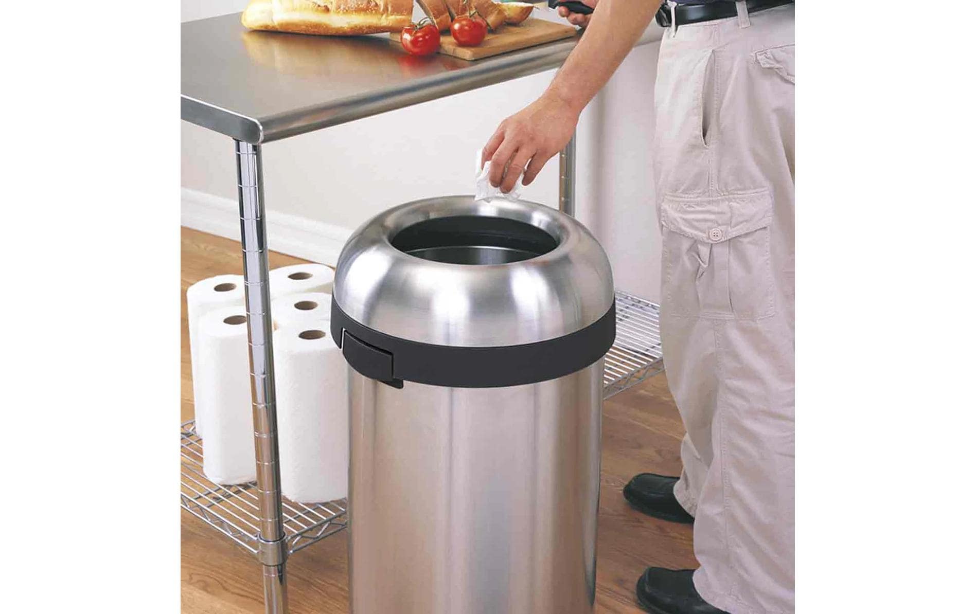 Simplehuman – Papierkorb – 60 l – Edelstahl – Ø 409 × H 757 mm