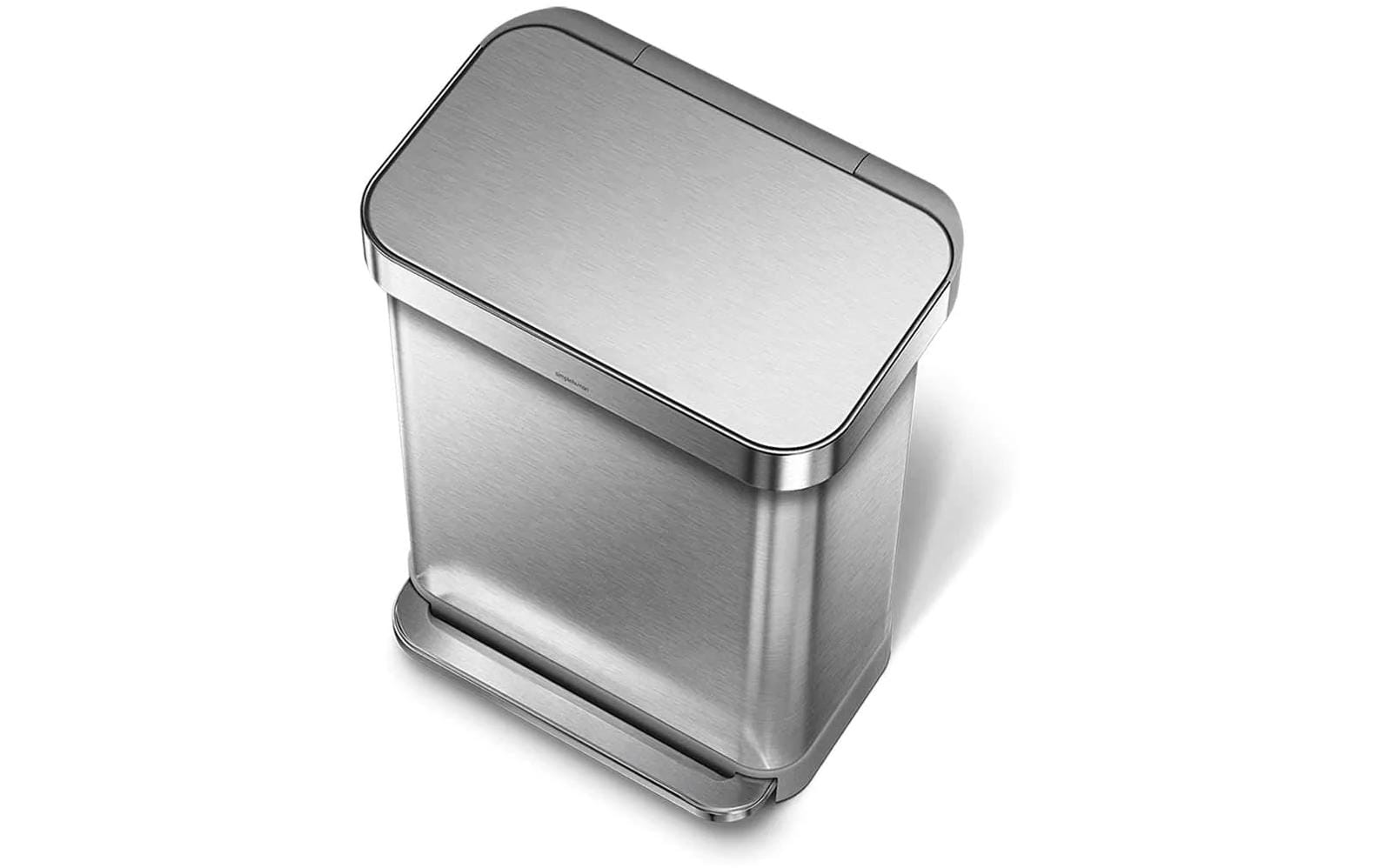 simplehuman Abfallcontainer – 55 l – mit Deckel – Edelstahl – B × H × T 470 × 655 × 358 mm