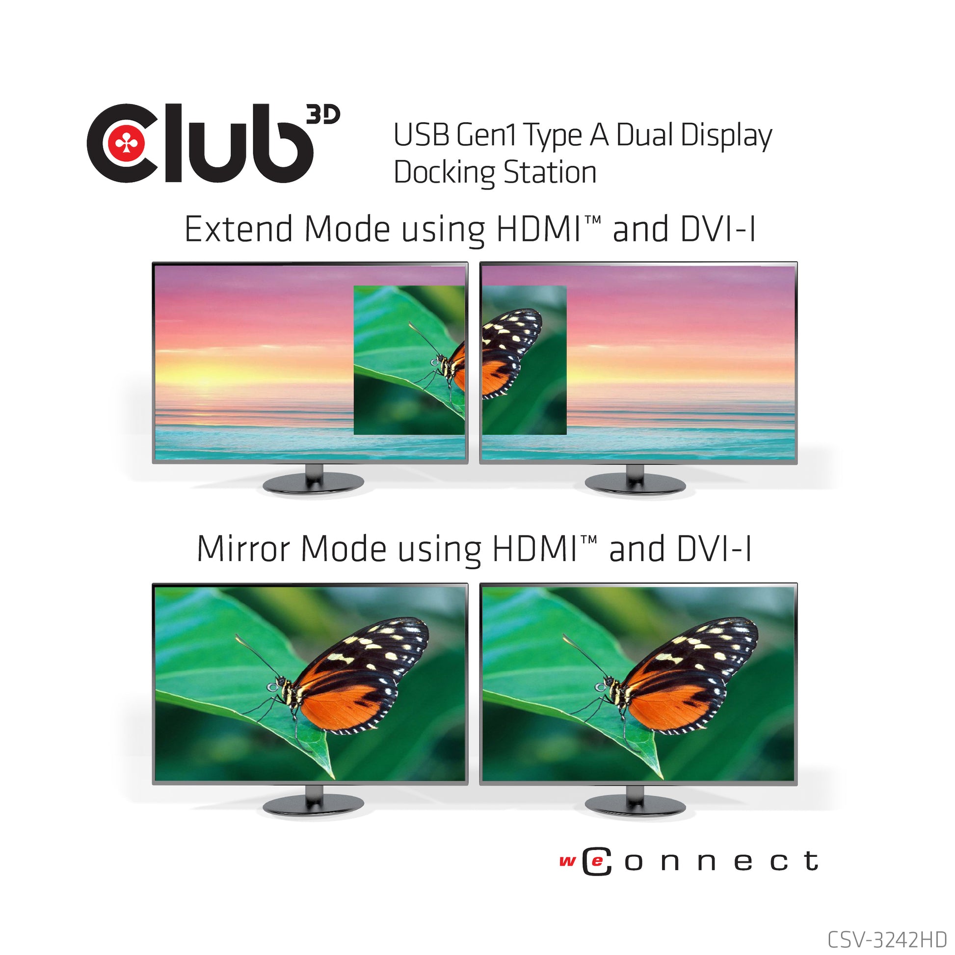 CLUB3D Club 3D Dockingstation – USB-A, 1× HDMI, 1× DVI, GbE, 3,5 mm Audio, für Windows/Mac