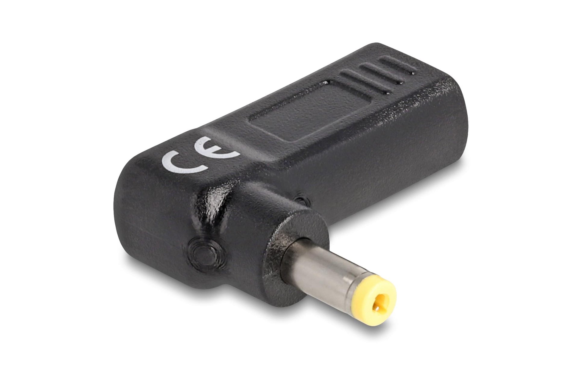 DeLOCK USB-C zu HP 4,8 × 1,7 mm Adapter (gewinkelt) – USB Power Delivery, 18,5 V / 3 A – Schwarz