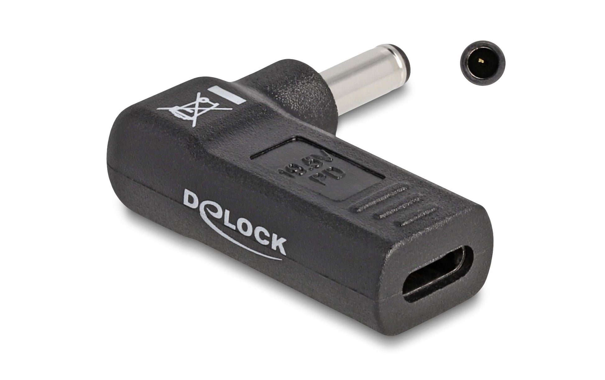 DeLOCK USB-C zu Dell 4,5 × 3,0 mm Adapter – 19,5 V, 3 A, 90° gewinkelt – für Dell-Laptops