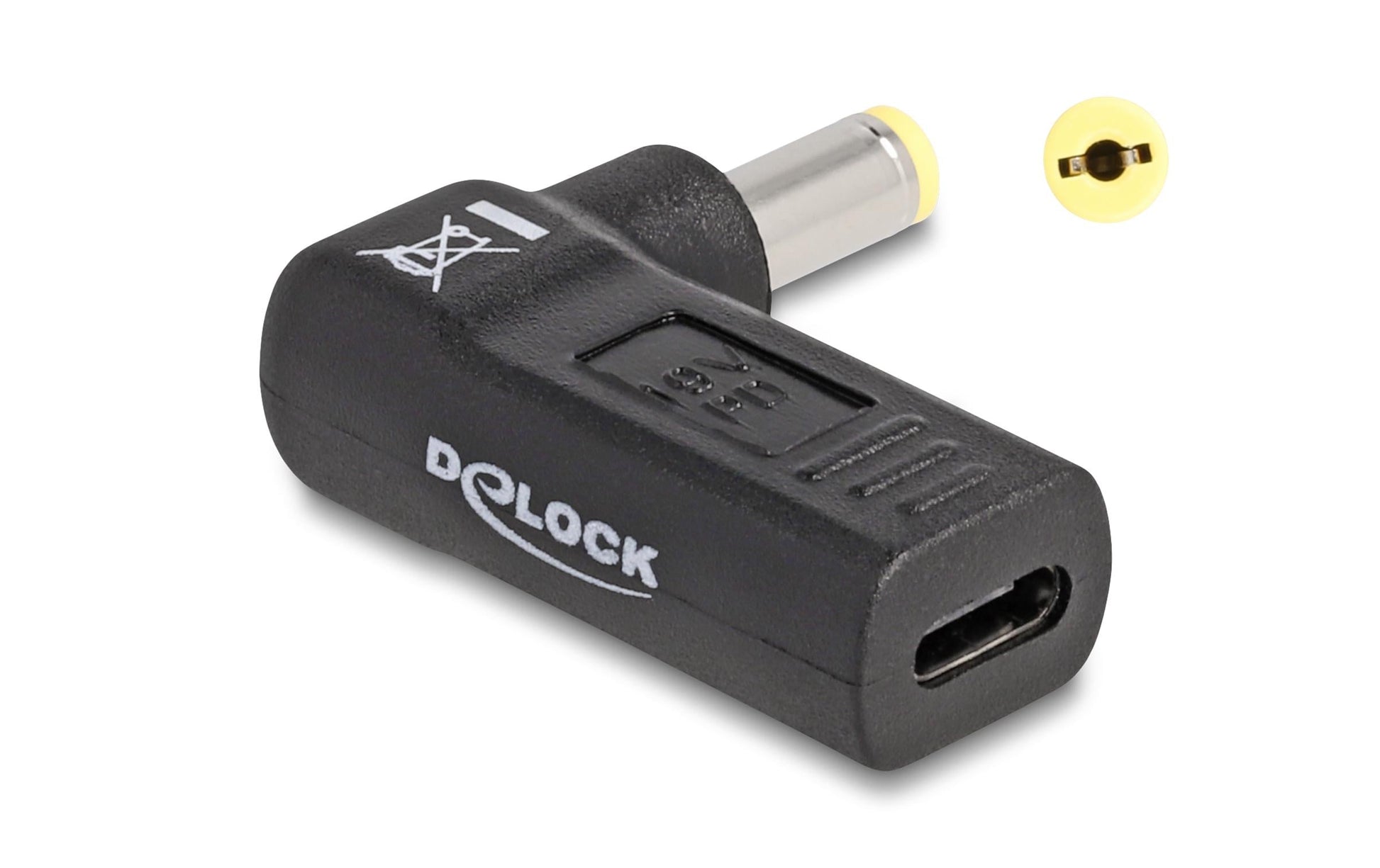 DeLOCK USB-C zu Acer 5,5 × 1,7 mm Adapter – 19 V, 3 A – für Laptops – Schwarz