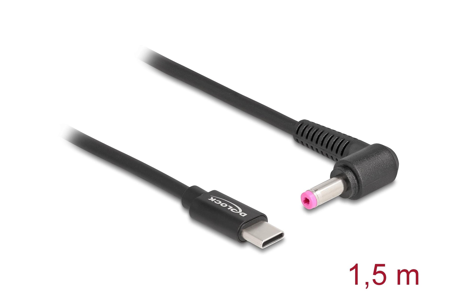 DeLOCK USB-C auf HP 4,8×1,7 mm Kabel – 1,5 m – Abgewinkelt – Schwarz – für HP