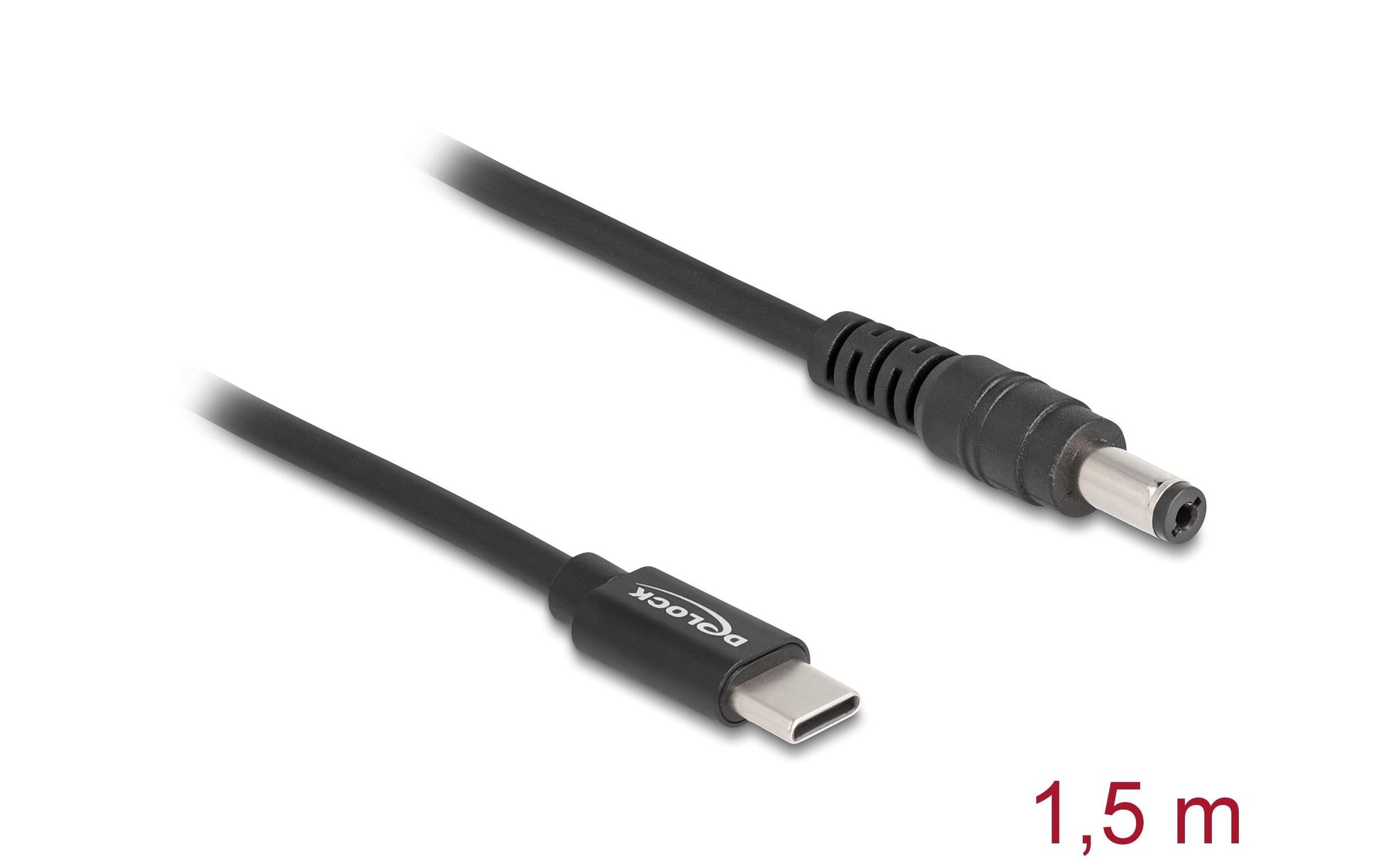 DeLOCK USB-C auf 5,5 × 2,1 mm Kabel – 1,5 m – Schwarz – für Notebook