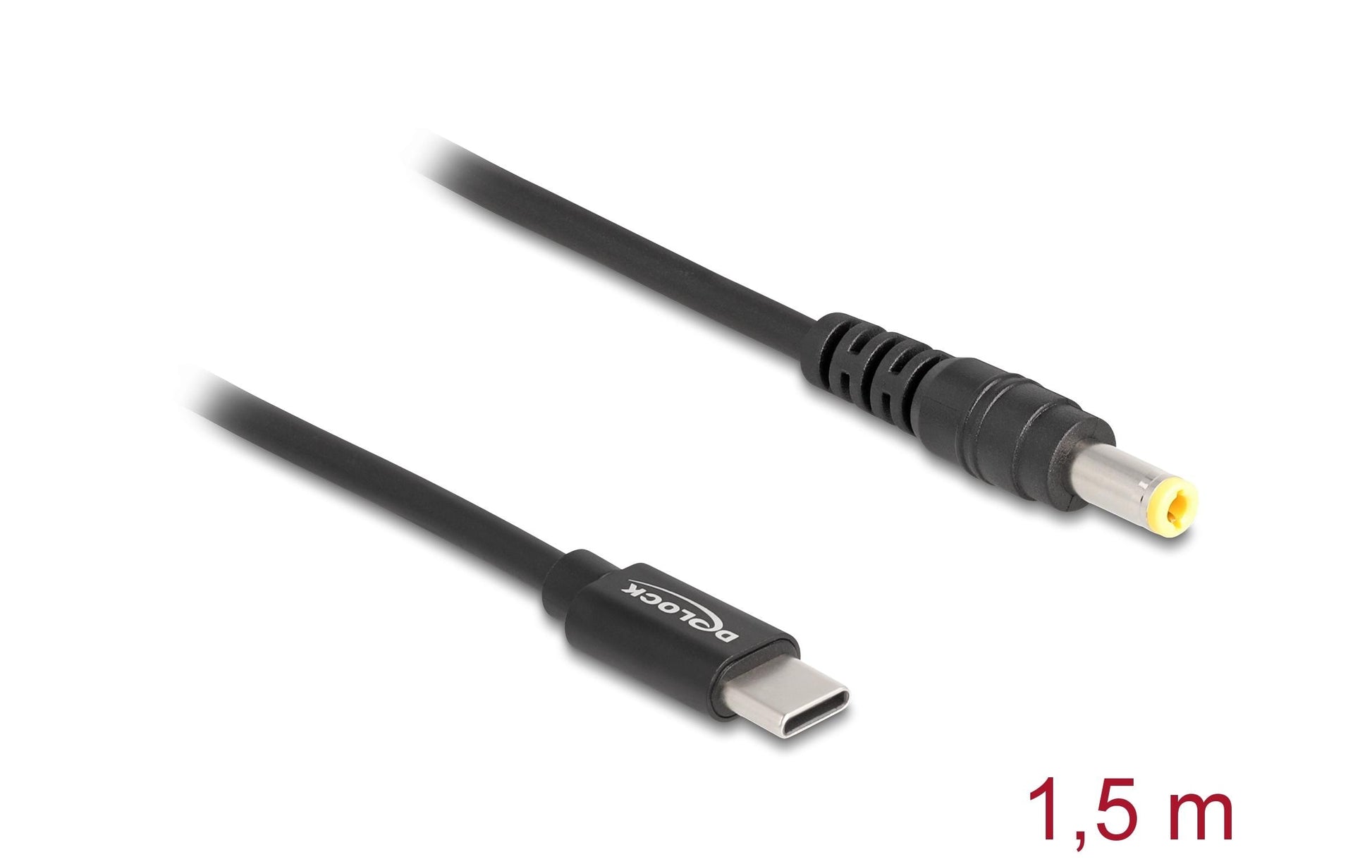 DeLOCK USB-C zu 5,5 × 2,5 mm Kabel – 1,5 m, 20 V – Schwarz