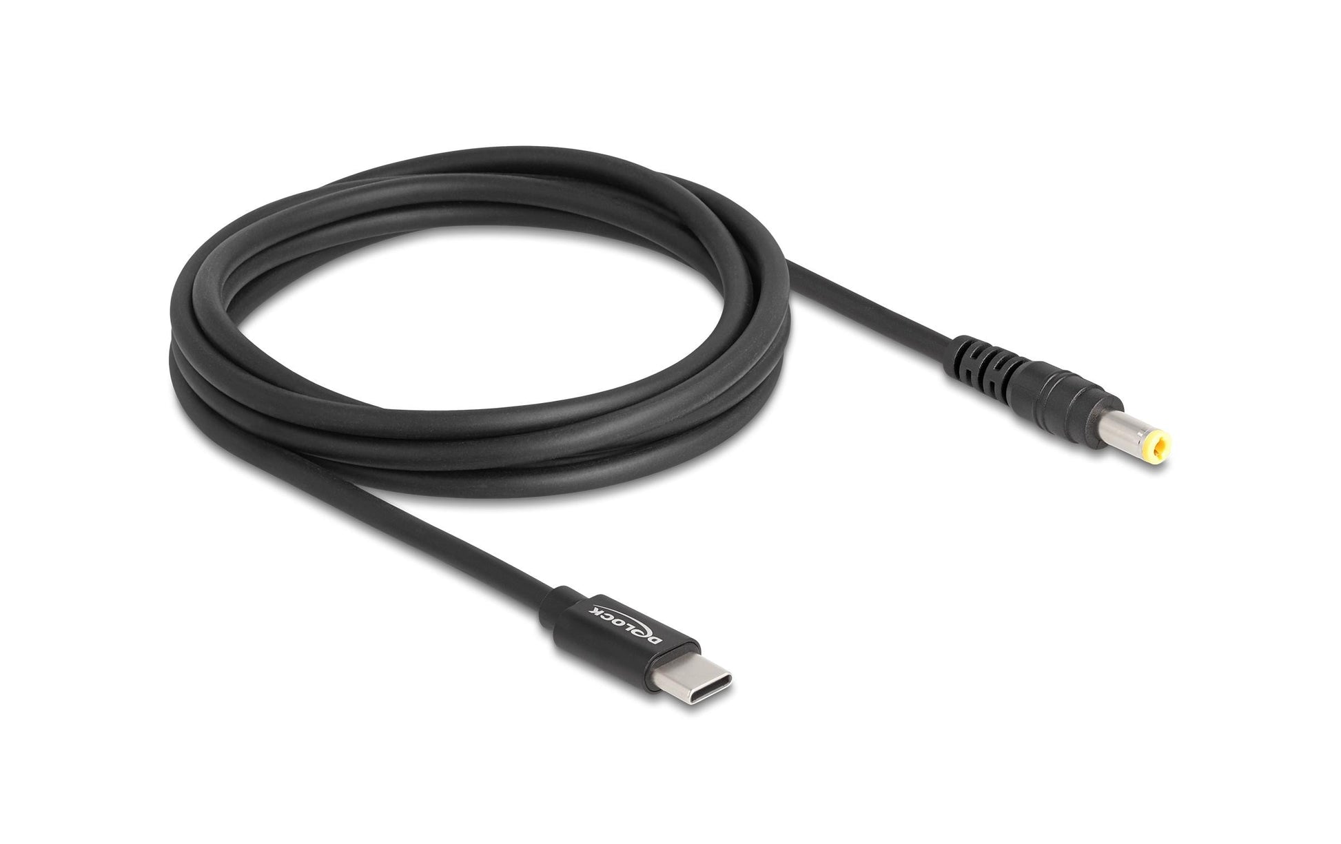 DeLOCK USB-C zu 5,5 × 2,5 mm Kabel – 1,5 m, 20 V – Schwarz