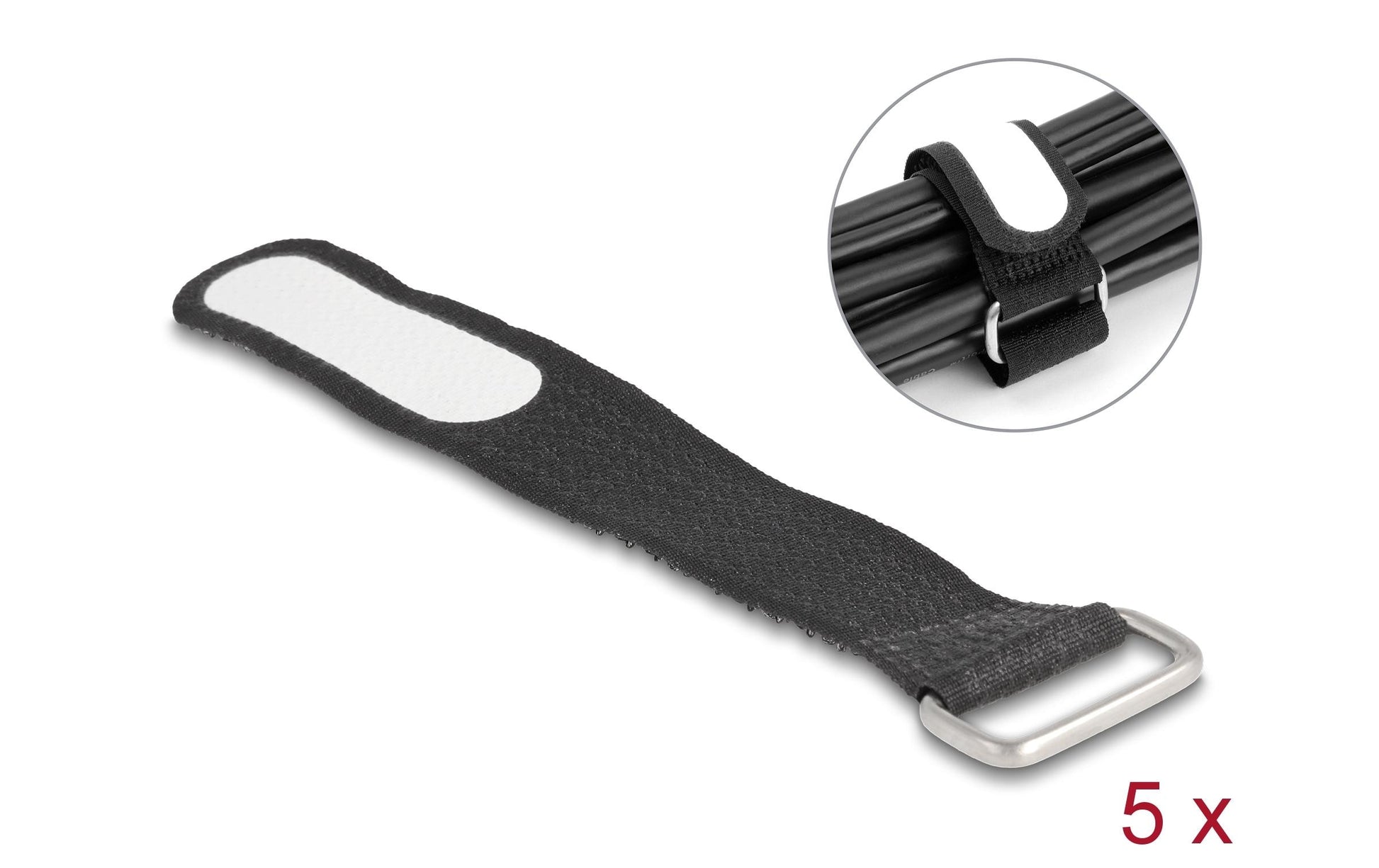 DeLOCK Klettkabelbinder, 20×127 mm, 5 Stk. – schwarz