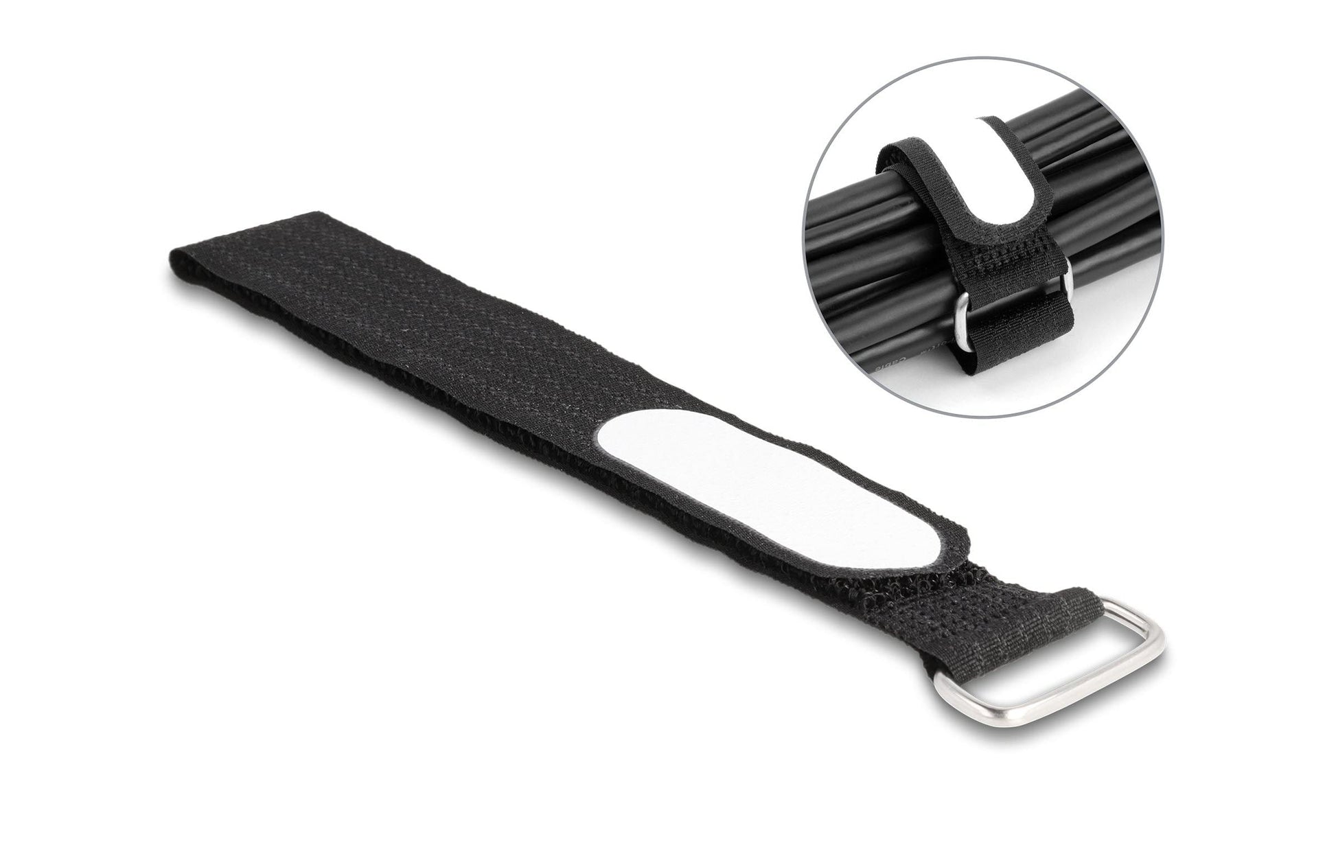 DeLOCK Klettkabelbinder, 25 mm × 0,31 m, Schwarz, 5 Stück