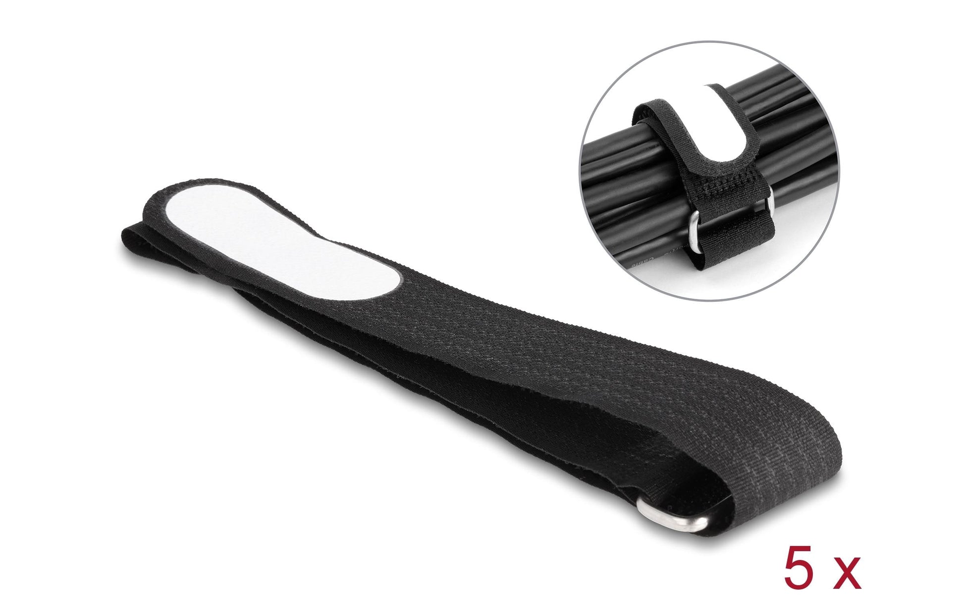 DeLOCK Klettkabelbinder, 457×25 mm, 5er-Pack – schwarz