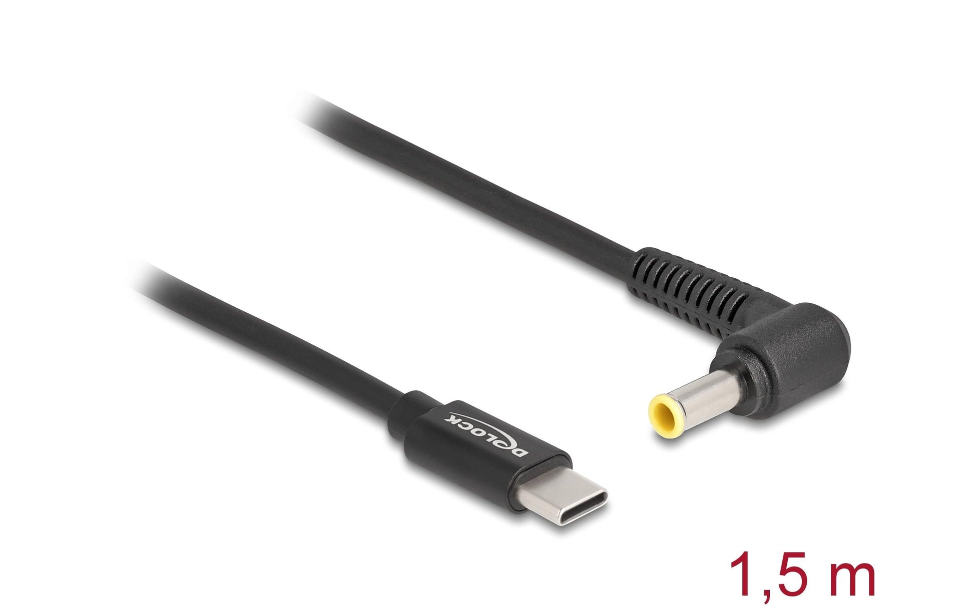 DeLOCK USB-C auf 5,5 × 3,0 mm Kabel – 1,5 m – Abgewinkelt – Schwarz – für Samsung